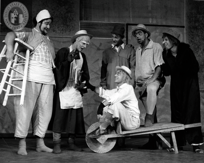 Victor Buono and four other actors in A Midsummer Night's Dream, 1956