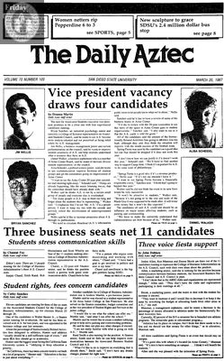 The Daily Aztec: Friday 03/20/1987