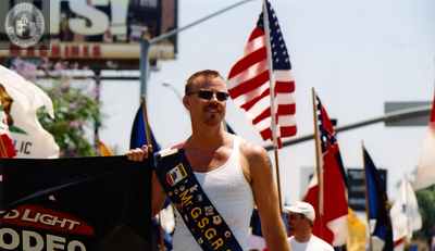 Mr. G.S.G.R.A. 2001, Ron Call, in Pride parade, 2001