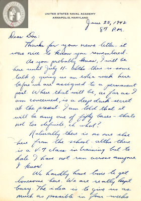 Letter from Morris H. Gross, 1942