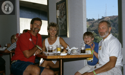 Unidentified family with meal at Family Weekend, 2000
