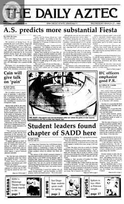 The Daily Aztec: Wednesday 03/27/1985