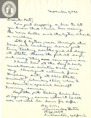 Letter from Sheridan Rex Gorton, 1942