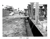 Backfilling west wall, Aztec Center, 1967