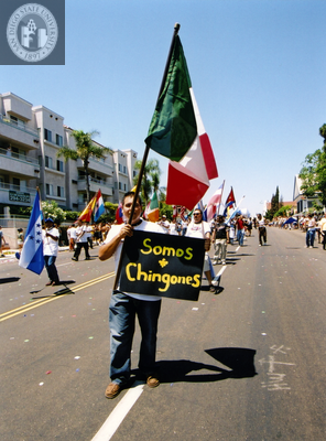 "Somos Chingones" sign in Pride parade, 2001