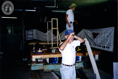Individuals constructing The Center float for Pride parade, 1998