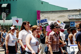 Marchers carrying signs in Dyke March, 2002