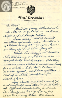 Letter from George T. Forbes, Jr., 1942