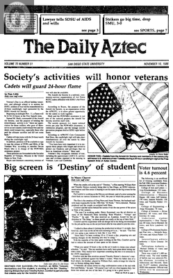 The Daily Aztec: Monday 11/10/1986
