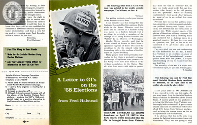 A letter to GI's on the '68 Elections from Fred Halstead, 1968