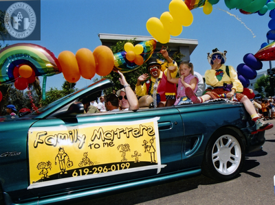 "Family Matters to me" car at Pride parade, 2001