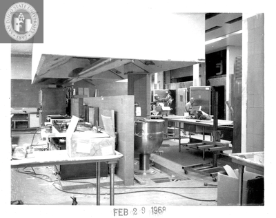 Kitchen, Aztec Center construction site, 1968