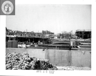 East elevation, Aztec Center construction site, 1967