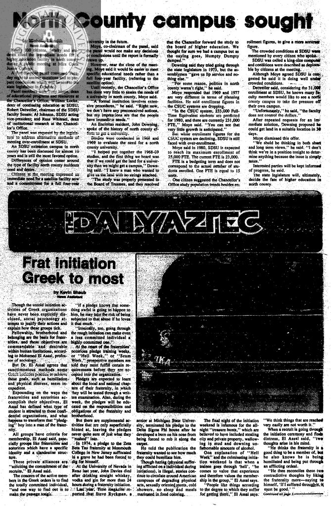 The Daily Aztec: Thursday 09/22/1977