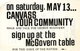 Flyer for McGovern canvassing event and lecture, 1972