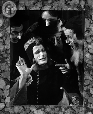 Knox Fowler and three other actors in Volpone, 1956
