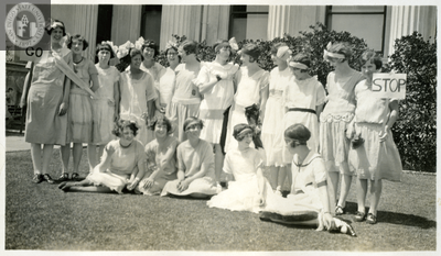Young ladies in front of Normal School