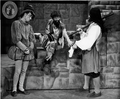 Three unidentified actors in Measure for Measure, 1955