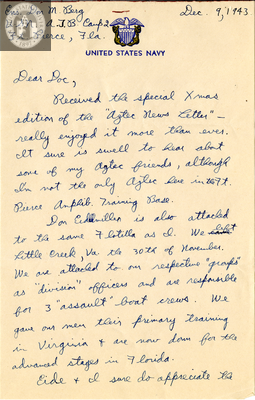 Letter from Donald M. Berg, 1943