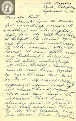 Letter from Margery Golsh Walker, 1942