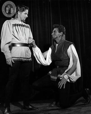 Gerald Charlebois and another actor in Othello, 1954