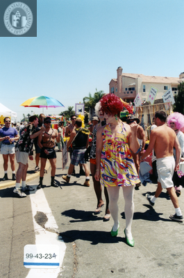 Pride parade participants wait their turn to join the parade, 1999