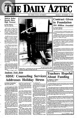 The Daily Aztec: Monday 11/28/1988