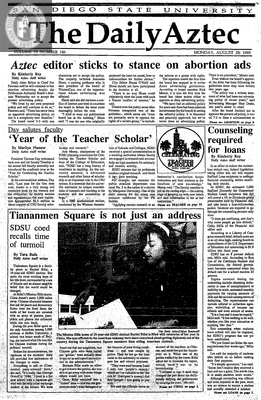 The Daily Aztec: Monday 08/28/1989