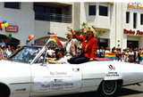 Rita Tamerius and Poppy DeMarco Dennis in San Diego Pride parade, 1994