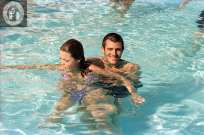 Students in a campus swimming pool, 1996