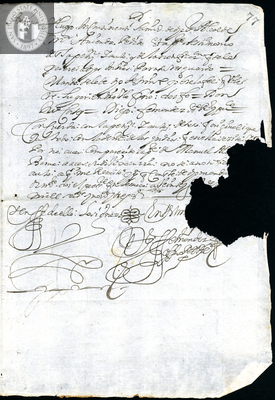 Urrutia de Vergara Papers, page 77, folder 16, volume 2, 1693