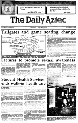 The Daily Aztec: Monday 10/13/1986