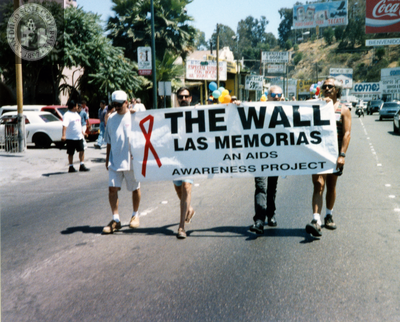 The Wall-Las Memorias banner in Tijuana Pride parade, 1996
