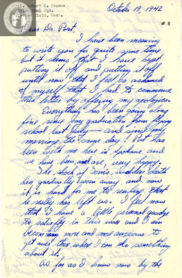 Letter from Robert C. Cozens, 1942