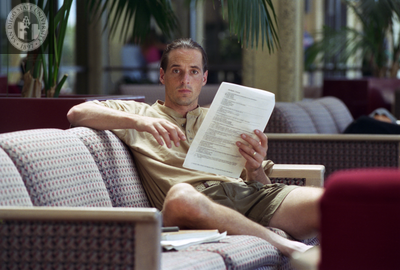 Student in an Aztec Center lounge, 1996