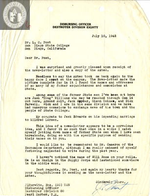 Letter from Joseph L. Howard, 1942
