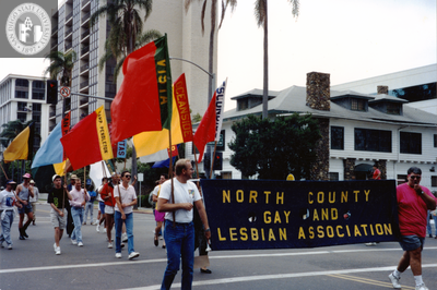 "North County Gay and Lesbian Association" banner in Pride parade