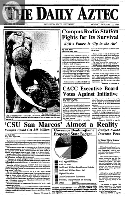 The Daily Aztec: Monday 01/23/1989