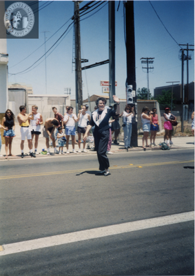 Mayor Maureen O'Connor walking in the San Diego Pride Parade, 1991