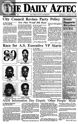 The Daily Aztec: Thursday 03/16/1989