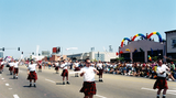 Marchers wearing kilts at Pride parade, 1998
