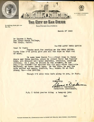 Letter from Edward A. Dieckmann, Sr., 1943