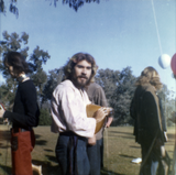 Person at San Diego Gay-In II in Balboa Park, 1971