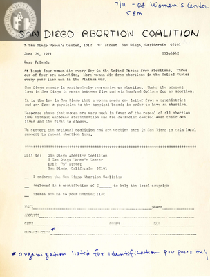 San Diego Abortion Coalition, 1971