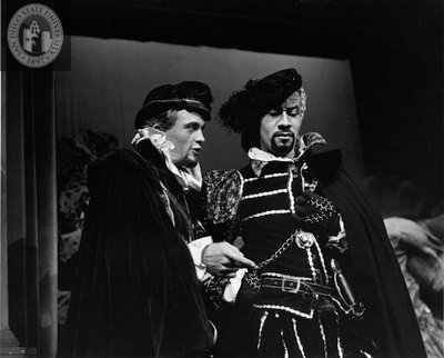 Philip Jacobus and Raymond St. Jacques in The Tempest, 1957