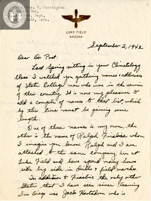 Letter from Charles V. Harrington, 1942