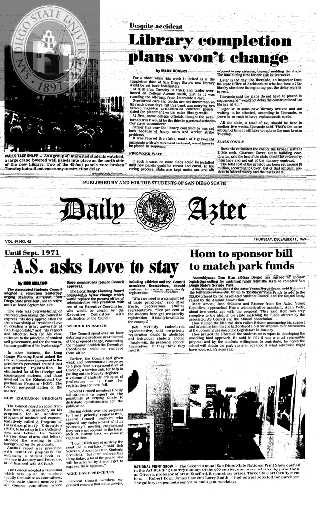 Daily Aztec: Thursday 12/11/1969