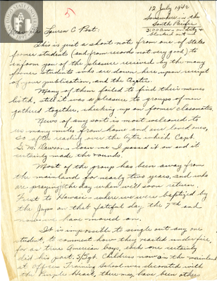 Letter from Anthony Long, 1942