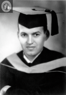 Lionel Van Deerlin as a graduate in cap and gown