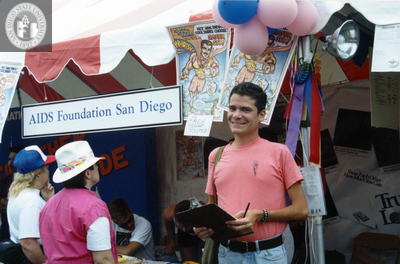 AIDS Foundation San Diego tent at Pride Festival, 1991